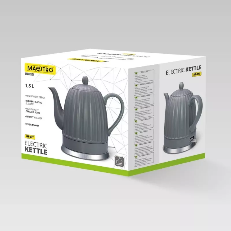 Czajnik elektryczny Maestro MR-077, 1,5 L, 1500 W, obudowa ceramiczna, szary