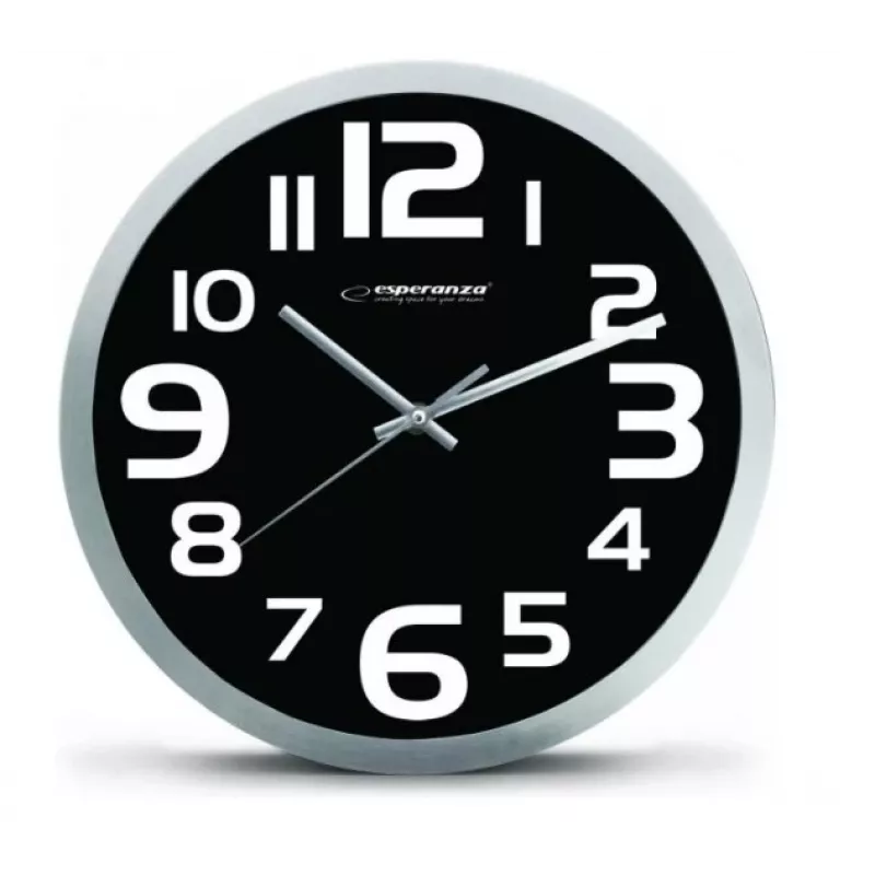 Wall clock Esperanza EHC013K Zurich Czarny Quartz Oval 25 cm, aluminiowa rama, grubość 4 cm