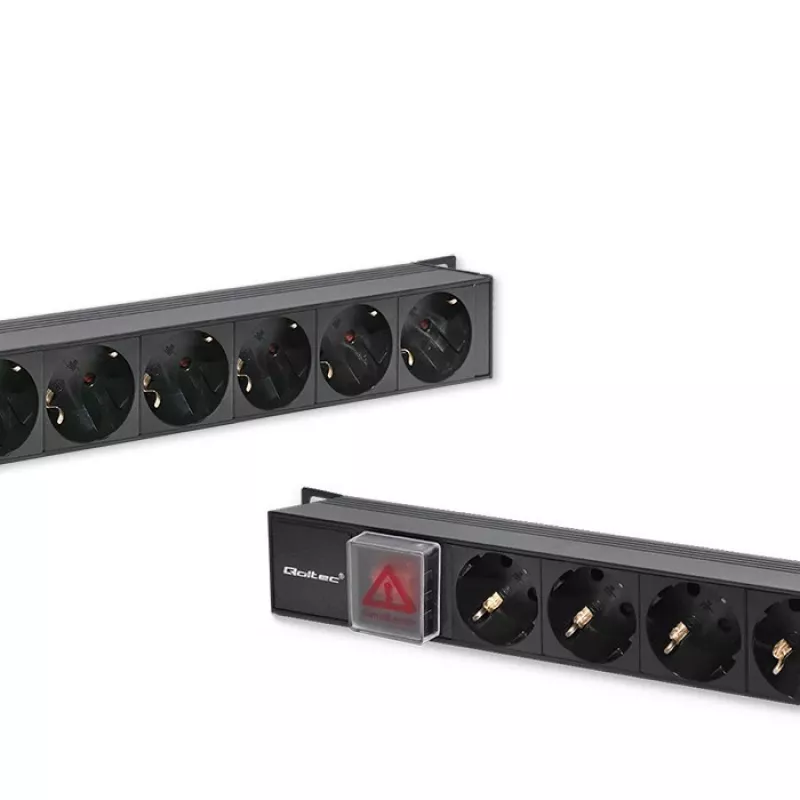 Aluminiowa listwa zasilająca Qoltec do szafy RACK | 16A | 16 x Schuko | pionowa | 1,8 m