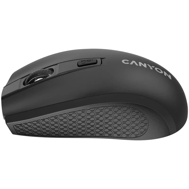 CANYON MW-7, 2.4Ghz wireless mysz, 6 buttons, DPI 800/1200/1600, with 1 AA bateria ,size 110*60*37mm,58g,Czarny