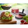 Prasa do hamburgerów GEFU 89419, tworzywo sztuczne, Ø 11,8 cm, wysokość 93 mm, szary/czarny