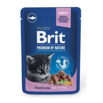 Mokra karma dla kota Brit Premium by Nature Kitten biały Fish 100 g, saszetka, białko 9,5%, tłuszcz 5%, wilgotność 81%