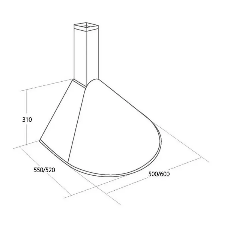 Okap podszafkowy AKPO WK-5 Elegant Turbo, 500 mm, stal nierdzewna, 207 m³/h, 50–61 dB