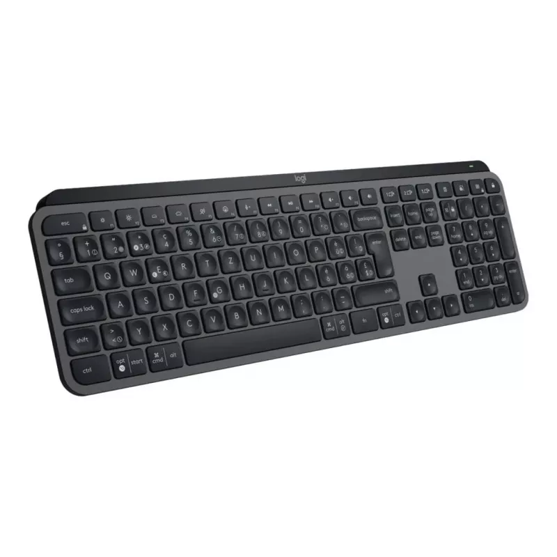 Bezprzewodowa klawiatura pełnowymiarowa Logitech Master MX Keys S — Grafit, Bluetooth i 2,4 GHz (Nano), ładowanie USB-C, podświetlenie, QWERTY US International