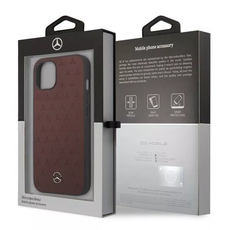 Mercedes MEHCP13SPSQRE Etui twarde iPhone 13 mini 5,4 Czerwone/czerwone Skóra Wzór Gwiazd