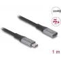 Delock - Przedłużacz USB - 24 pin USB-C (M) na 24 pin USB-C (Ż) - USB 2.0 / USB 3.2 / USB4 / Thunderbolt 3 5 A - 1,0 m - Czarny, Szary (81201)