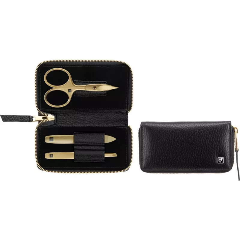 Zestaw do manikiuru ZWILLING Twinox Gold Edition 97747-004-0 — 3-częściowy w czarnym etui skórzanym