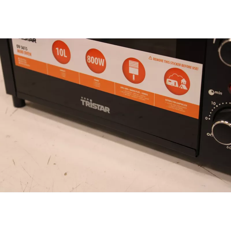 SALE OUT. Tristar OV-3615 Mini Oven, Czarny | Tristar | Mini Oven | OV-3615 | 10 L | 800 W | Czarny | DAMAGED PACKAGING, UNEVEN GAP BETWEEN GLASS AND DOOR TRIM