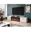 Szafka TV Cama Meble ROVA z kominkiem elektrycznym 190x37x48 cm biały/biały połysk