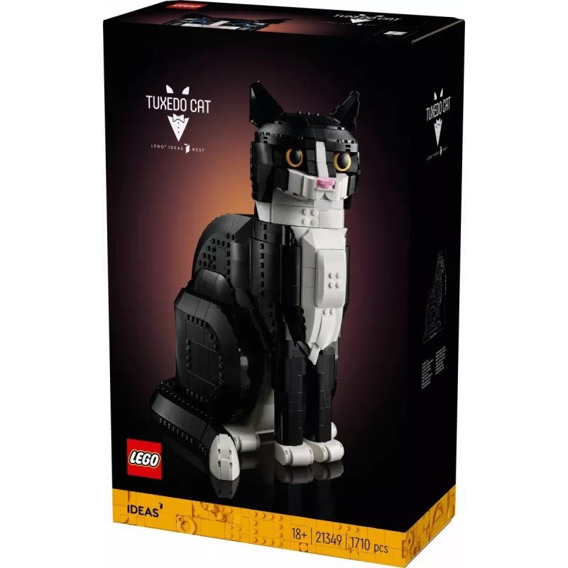 LEGO set Ideas 21349 Tuxedo Cat zestaw konstrukcyjny — kolekcjonerski model z klocków, element dekoracyjny