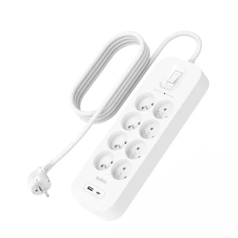 Listwa przeciwprzepięciowa Belkin SRB003CA2M 8 gniazd AC 900 J biała 2 m
