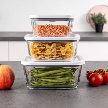 Zestaw szklanych pojemników próżniowych Rommelsbacher VCG 1, 3-częściowy (350 ml, 670 ml, 1100 ml), przezroczysty