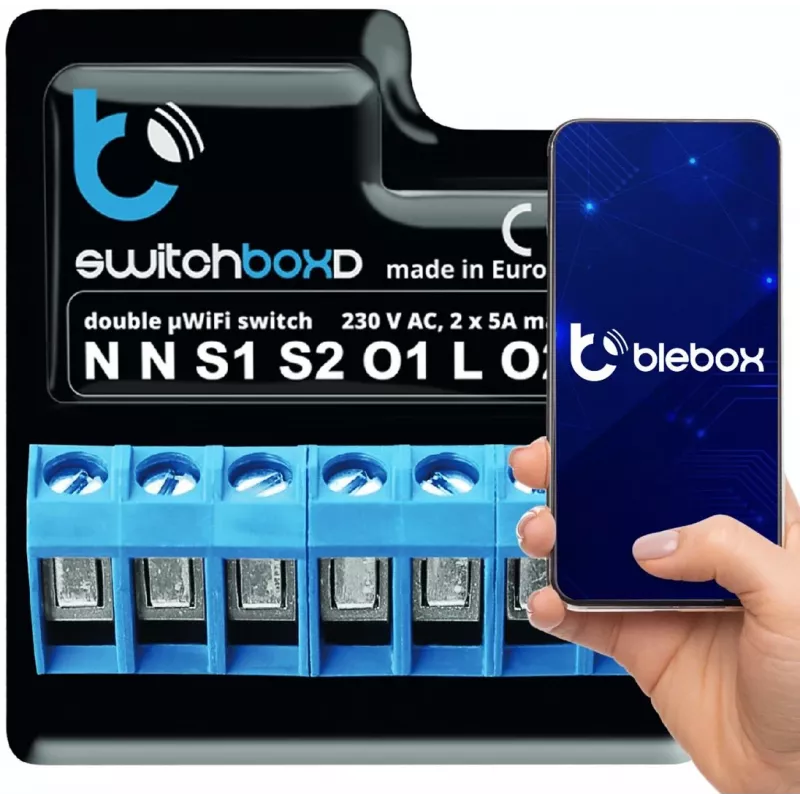 BLEBOX switchboxD - PODWÓJNY WYŁĄCZNIK OBWODU 230V
