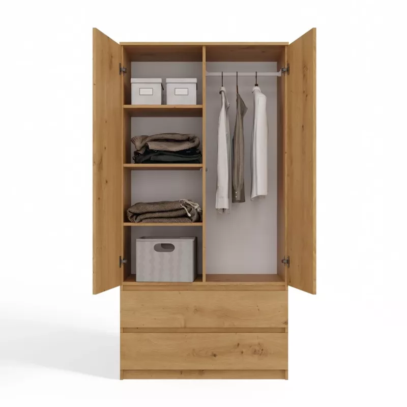 Topeshop SZAFA MALWA ART bedroom wardrobe/closet 5 shelves 2 drzwi(s) dąb