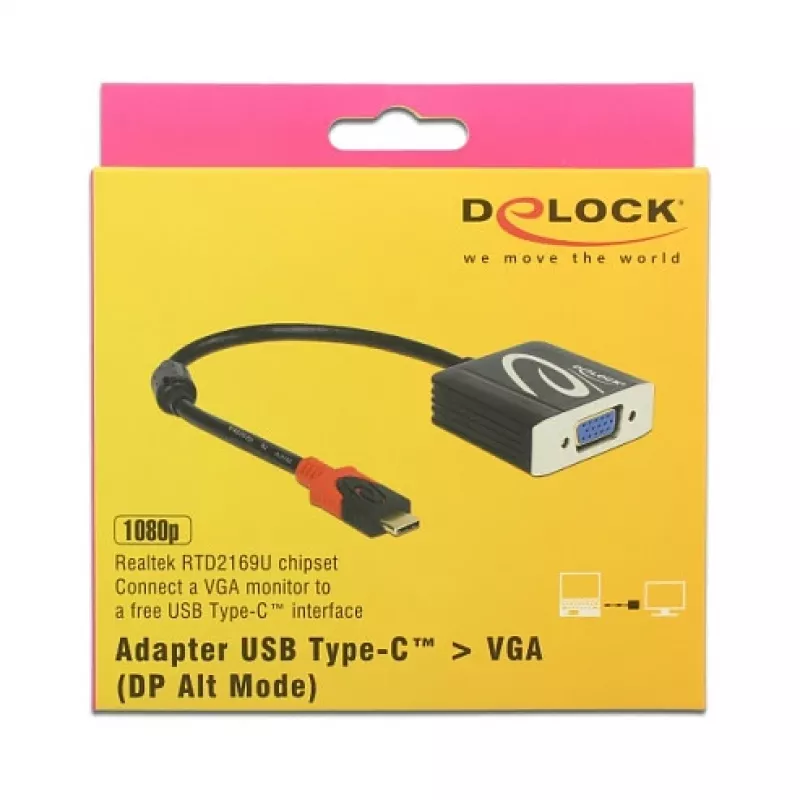 Adapter kabla wideo DeLOCK 62994 USB Type-C na VGA 0.2m Czarny