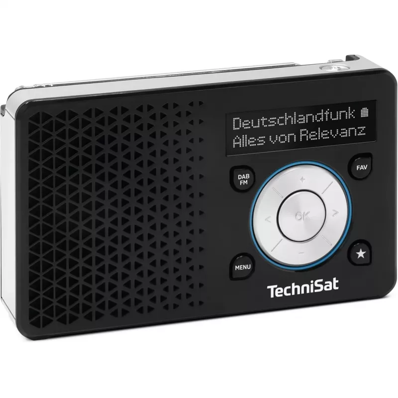 Przenośne radio TECHNISAT DIGITRADIO 1 A — DAB+/FM, wyświetlacz OLED, USB-C, słuchawki 3,5 mm, 1 W, czarny/srebrny