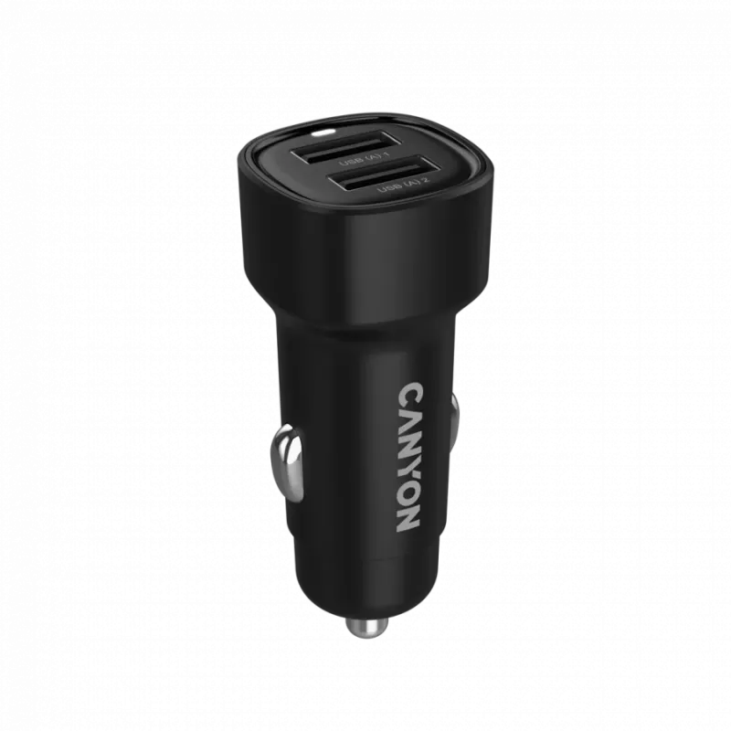 Ładowarka samochodowa CANYON OnDrive 24 24W 2xUSB-A Czarny