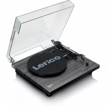 Gramofon audio z napędem paskowym Lenco LS-10 Czarny z wbudowanymi głośnikami, 33/45 obr./min, wyjście RCA, gniazdo słuchawkowe