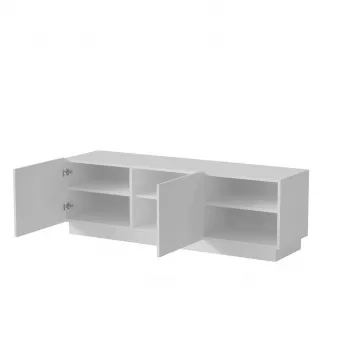 Szafka RTV cama meble LIVERTI 150x42x48 cm, biały, blat z płyty wiórowej