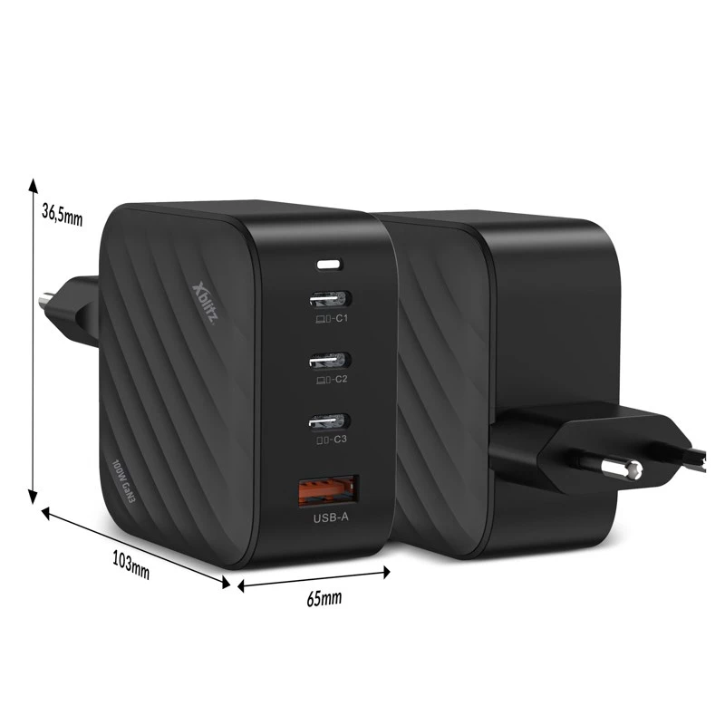 Ładowarka Xblitz XC3 USB-C PD 100W GaN3 — zasilacz sieciowy, szybkie ładowanie PD