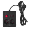 Listwa zasilająca MACLEAN MCE387 B — 2 gniazda, 3×USB A, 110–240V, przewód 1,5 m, maks. 2500 W