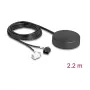 DELOCK 4G GNSS antena dachowa dookólna — 1×FAKRA A + 1×FAKRA B, 2 dBi / 28 dB, 2,2 m RG-174, czarna