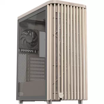 Obudowa PC ASUS PROART PA401 WOOD TG PWM BEŻOWA — ATX, 503×225×412 mm, 2×3,5 cala/2×2,5 cala, GPU do 315 mm