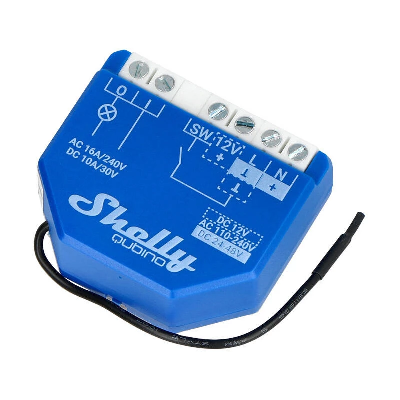 Inteligentny przekaźnik Shelly Qubino Wave 1, z tworzywa sztucznego, 110–240 V, 16 A, Z-Wave 868,4 MHz, niebieski, do montażu ściennego