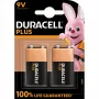 Bateria Duracell Plus 9V (MN1604) — 2 szt., waga całkowita 0,102 kg