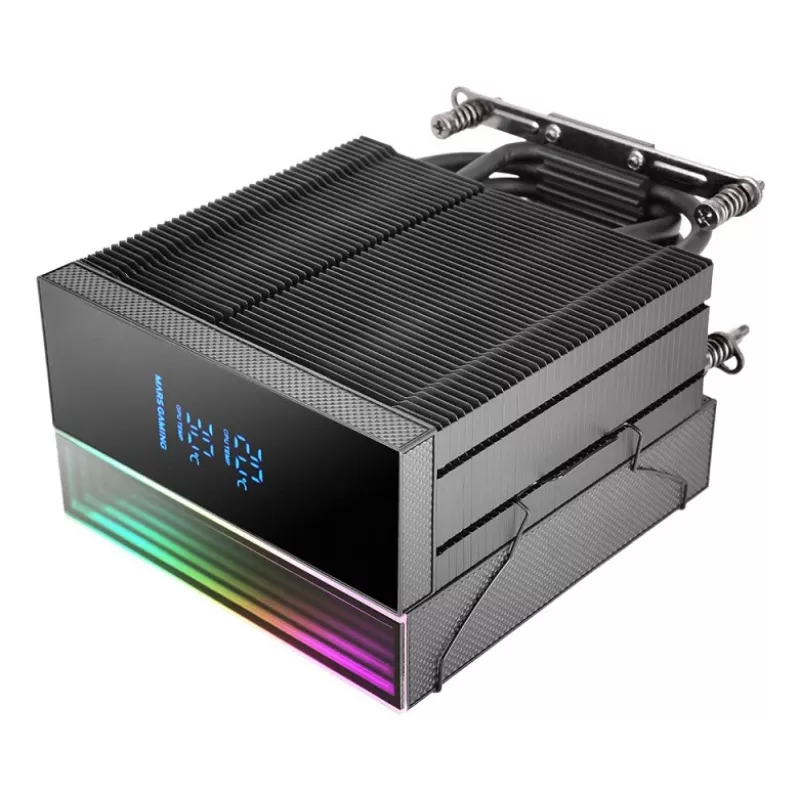 Chłodzenie powietrzne TACENS Mars Gaming MCPU-LCD, wentylator 120 mm, TDP 300 W, obsługa LGA1700/1200/115x/1366 i AM4/AM5, czarny