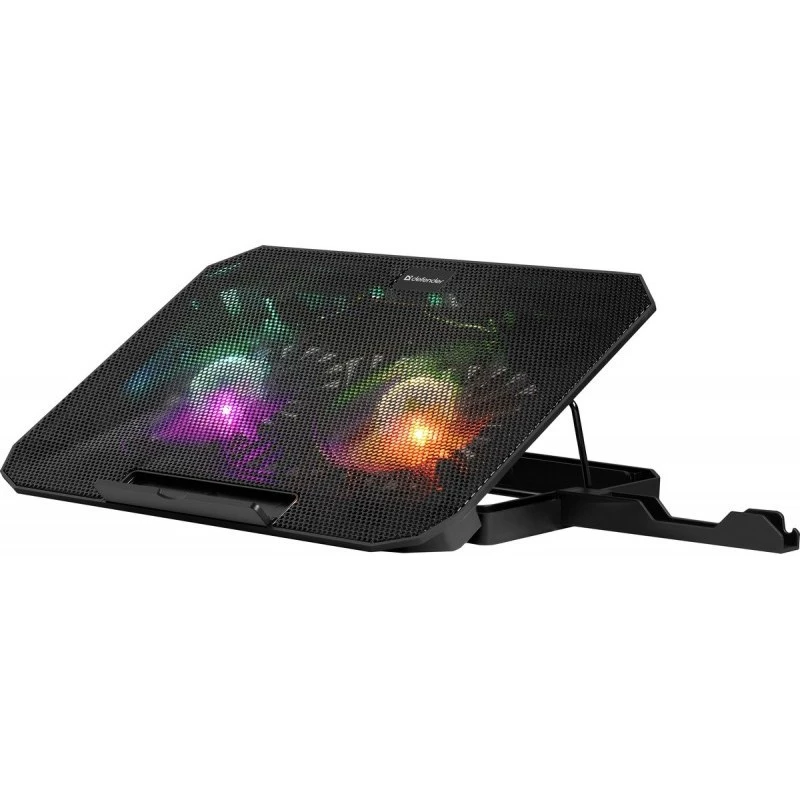 Podkładka chłodząca do notebooka DEFENDER NS-510 z 2 wentylatorami, 2 portami USB i podświetleniem RGB