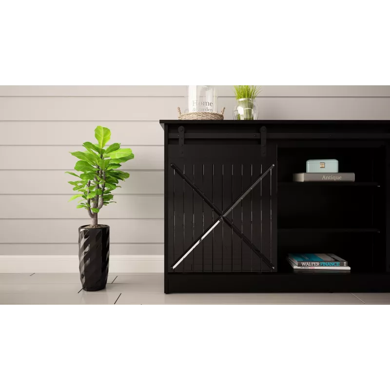 komoda 160x80x35 GRANERO czarny/czarny połysk