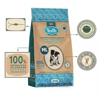 FOLK Junior Medium and large breeds Gentle meal for puppy with rabbit, veal and carrot - sucha karma dla psów - 10kg