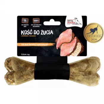 Gryzak dla psa SYTA MICHA Królik z bananem, 13,5 cm, 70 g, naturalny gryzak dentystyczny dla dorosłych psów