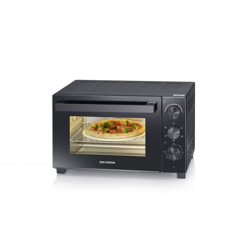 Mini piekarnik SEVERIN TO 2075 — pojemność 30 L, 1600 W, wolnostojący, czarny, funkcja grilla