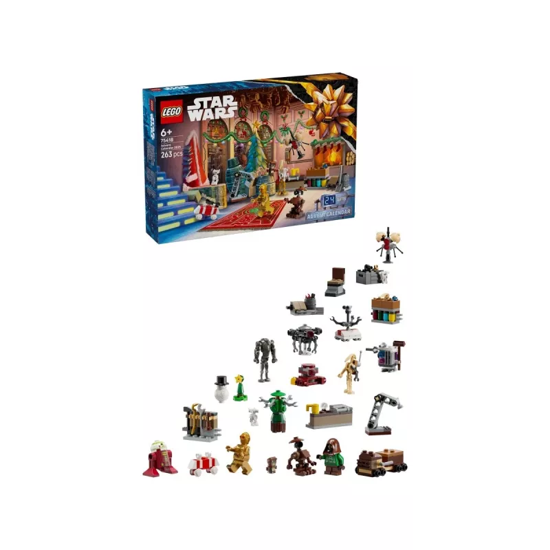 Klocki konstrukcyjne LEGO Star Wars Kalendarz adwentowy 2025 — zestaw 75418, sezonowe minifigurki i modele do zbudowania