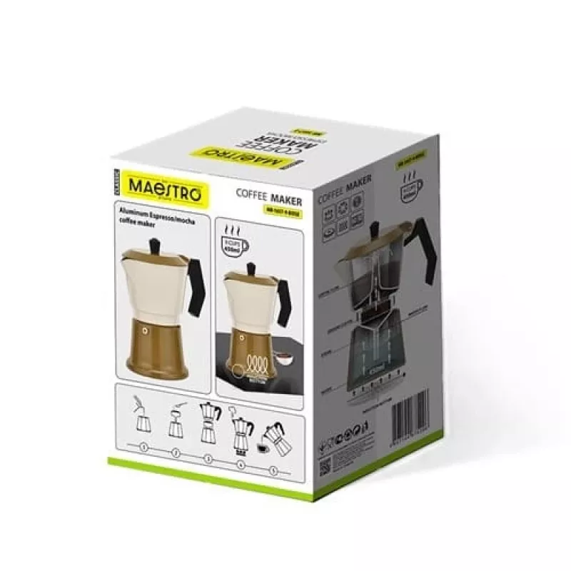 Moka pot Maestro MR-1657-9-BEIGE aluminiowy zaparzacz do kawy na kuchenkę, pojemność 9 filiżanek