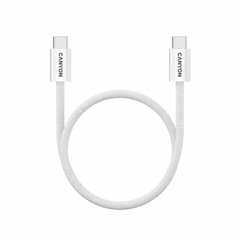 Kabel CANYON OnWire 60MG USB-C na USB-C 60W Magnetyczny Pleciony 1m Biały