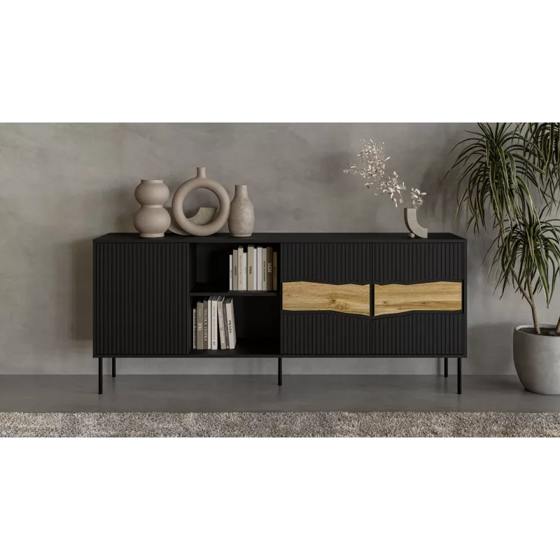 Cama INSERTO 3D1W komoda 190x40x80 czarny + LED