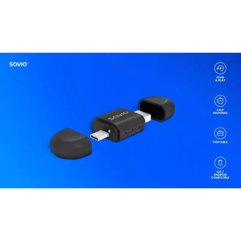 Bezprzewodowy nadajnik audio Savio TR-17 Bluetooth USB 10 m Czarny
