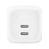 Wewnętrzna szybka ładowarka AC Belkin WCH020KQ2MWH-B6 — 2x USB‑C, 2 m zintegrowany kabel, biała