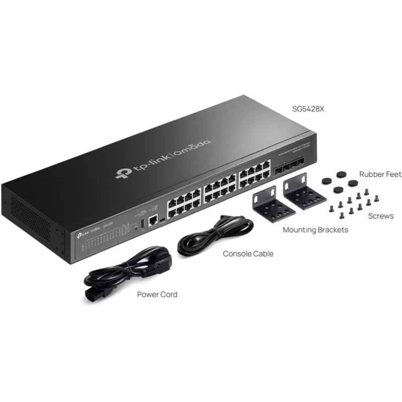 Przełącznik sieciowy TP-Link Omada SG5428X, zarządzalny, L3, Gigabit Ethernet (10/100/1000), czarny
