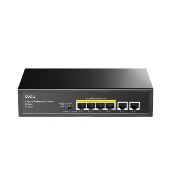 Przełącznik sieciowy Cudy FS1006P Fast Ethernet 6-portowy (4 PoE, 1 PoE+) 10/100 Mbps, przepustowość 1,2 Gbit/s, obudowa metalowa, montaż w szafie rack/na ścianie