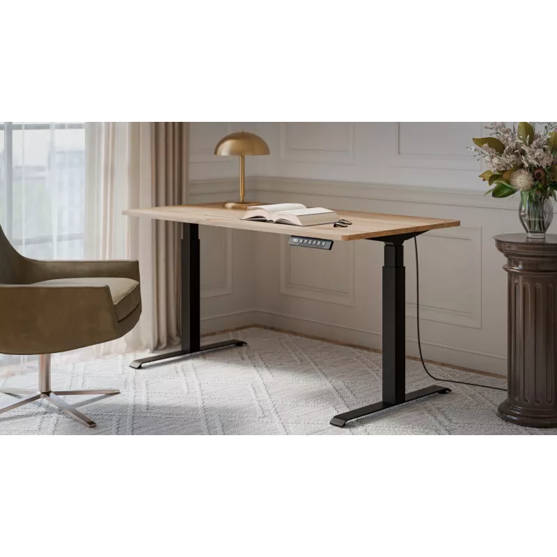 Biurko z elektryczną regulacją wysokości MOON LONG 150x80x72-120 czarny/dąb wotan