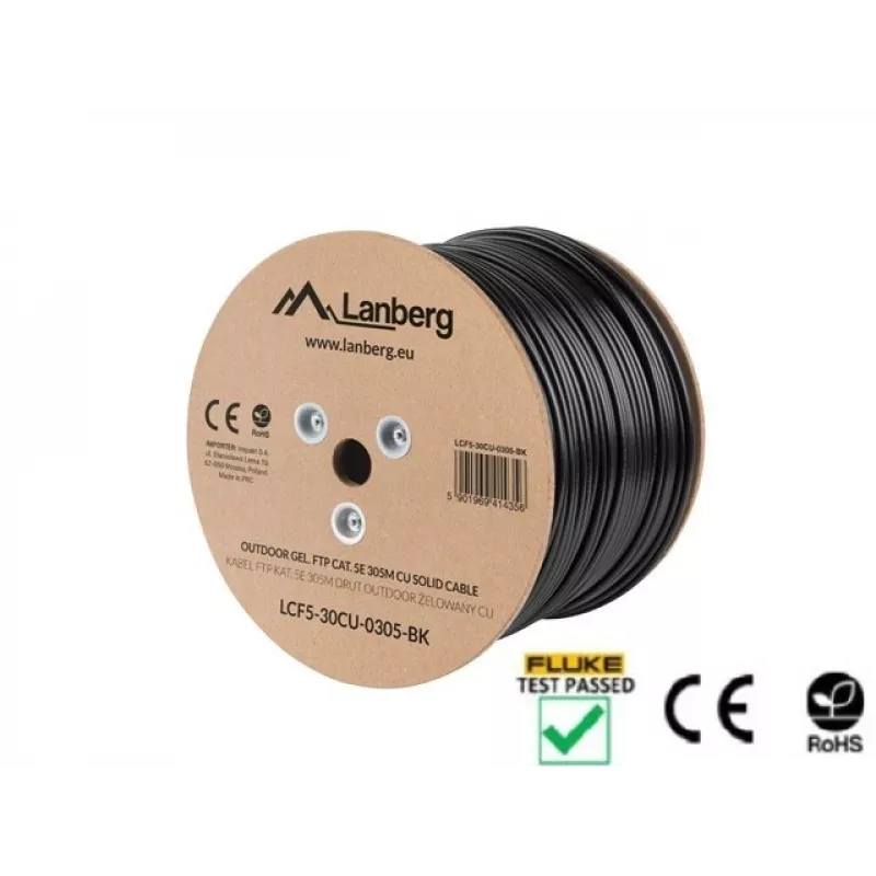 Kabel sieciowy Lanberg LCF5-30CU-0305-BK RJ45 Cat5e 305 m Czarny