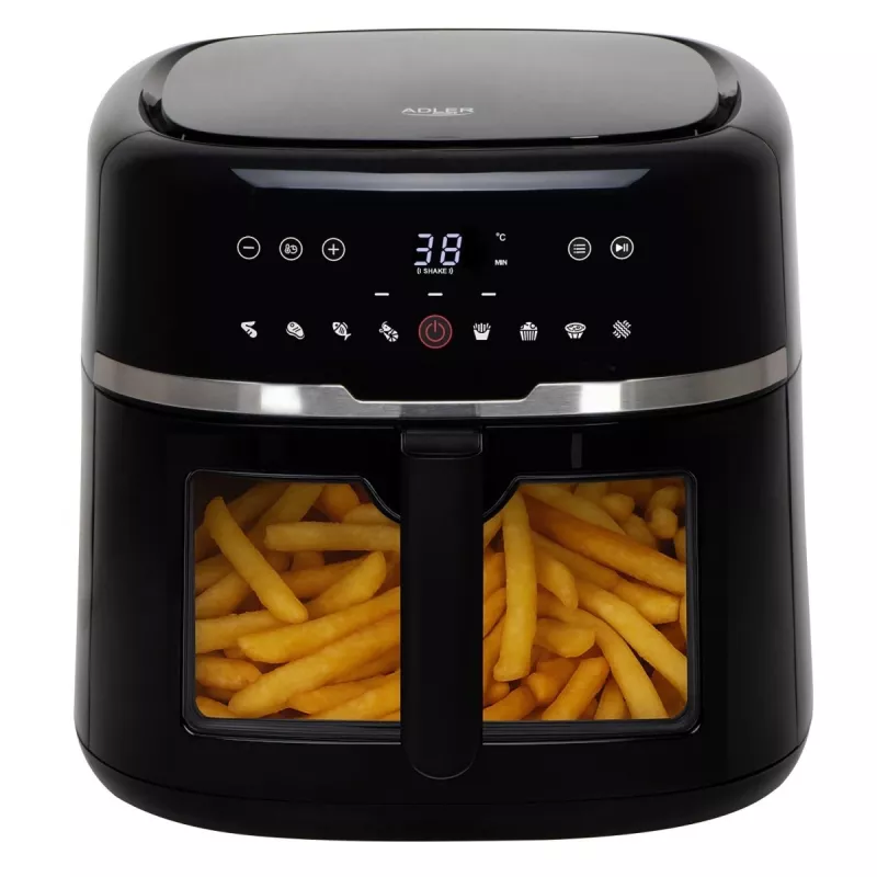 Adler AD 6318 frytkownica beztłuszczowa, 8 l, 2500 W, wyświetlacz LCD, 9 programów, czarna
