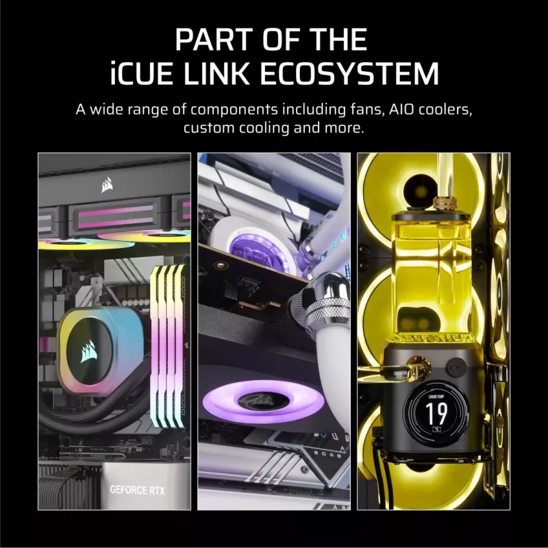 Corsair iCUE LINK RX120 MAX ARGB wentylatory do obudowy 120 mm, zestaw 3 szt., czarny