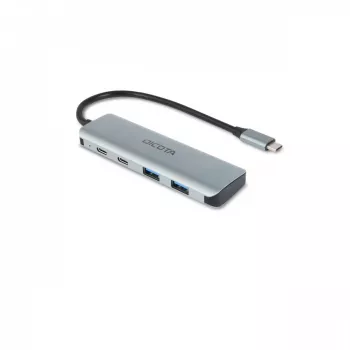 Hub USB Type-C DICOTA D32061 10000 Mbit/s Srebrny