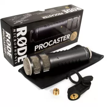 Studyjny mikrofon dynamiczny RØDE Procaster — przewodowy, mini XLR (3-pin), 75–18 000 Hz, 32 Ω, -56 dB, czarny, 695 g