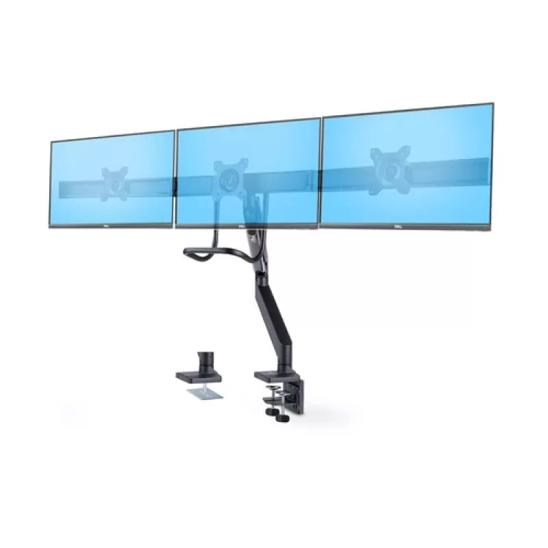 Uchwyt biurkowy StarTech.com Crossbar na trzy monitory, do ekranów do 27 cali, VESA 75x75/100x100, regulacja ramion bez użycia narzędzi, zacisk C/przelotka, ramię ze wspomaganiem sprężynowym